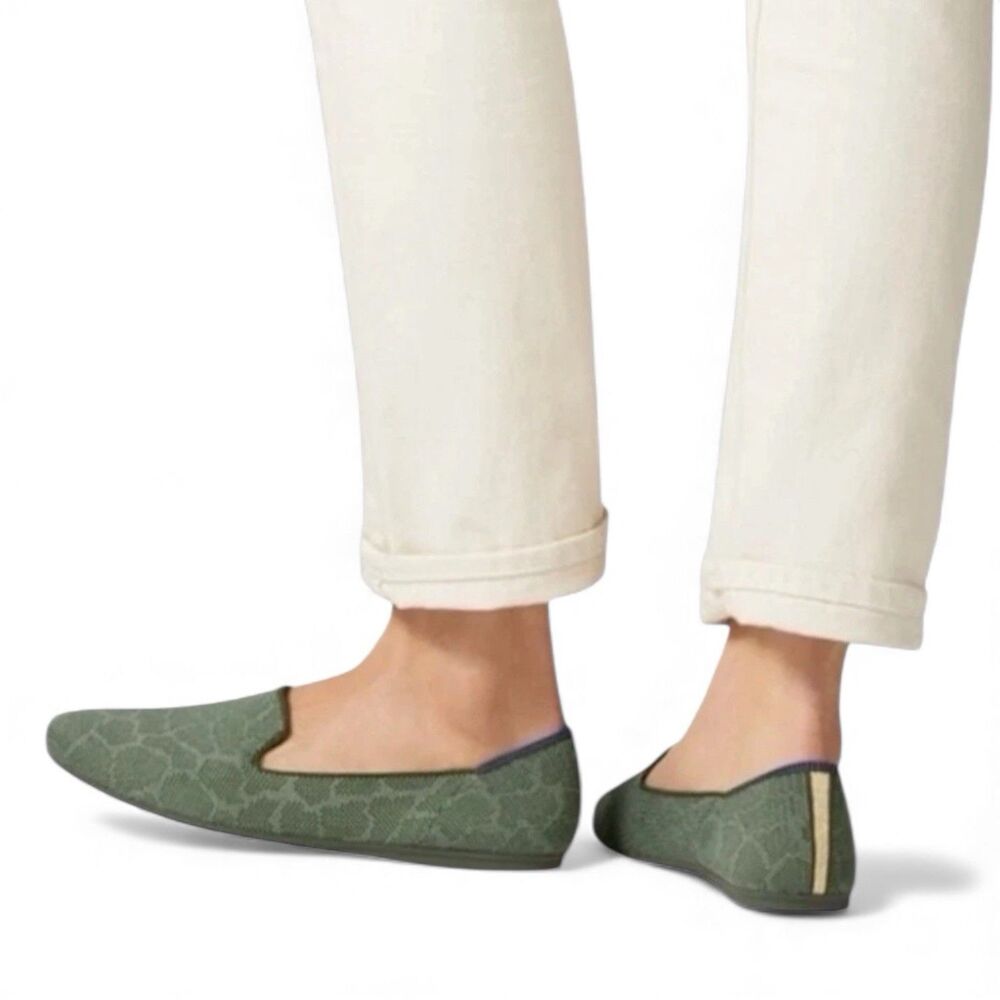 Rothy’s Safari‎ Green Loafers Women’s 12 Animal Print Retired Style